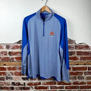 Horn Legend Jacket XL Blue Stripe Bamboo Charcoal 1/4 Zip Pullover Performance